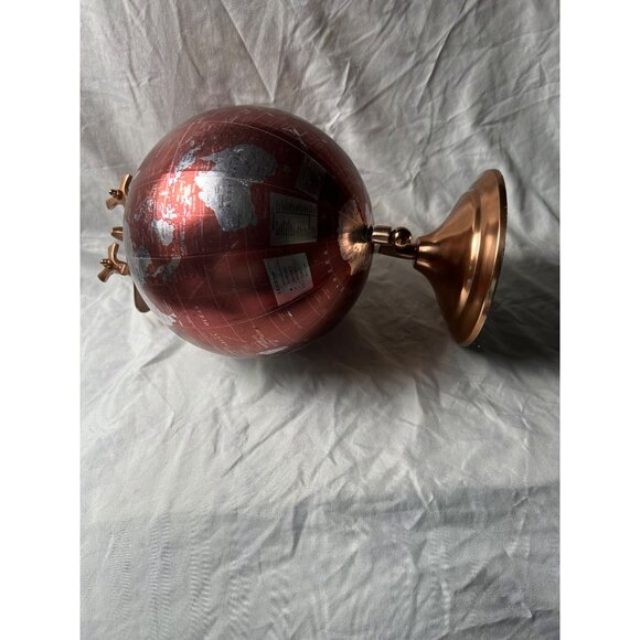 Luxury Copper Airplane Globe — Rotating 8” World Map on Art Deco Aviation Stand - Picture 10 of 14